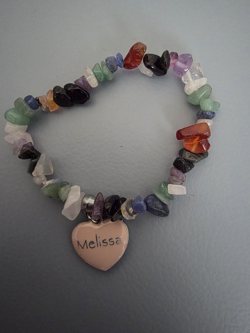 Personalized Melissa Multicolor Chip Bracelet with Heart Charm